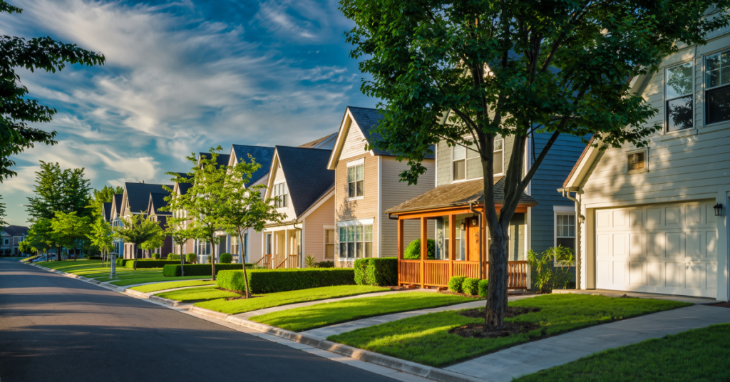 residential neighborhood street trees